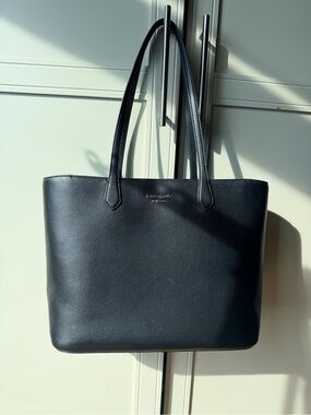 kate spade black leather shoulder tote